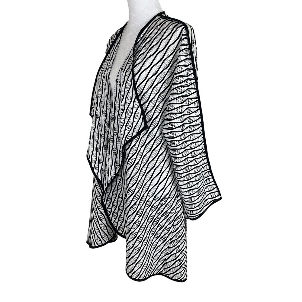 IC By Connie K Open Waterfall Drape Cardigan Black White Minimalist Size XL - Picture 4 of 6